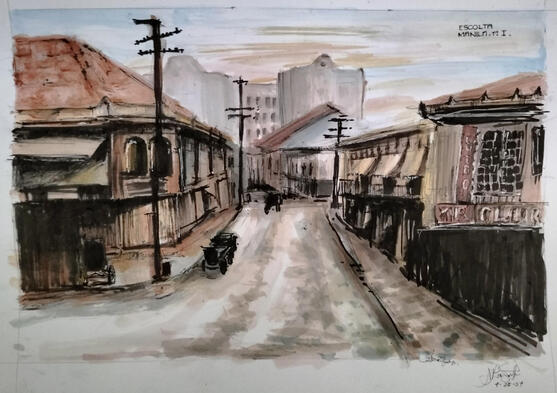 Old Escolta Manila Watercolor